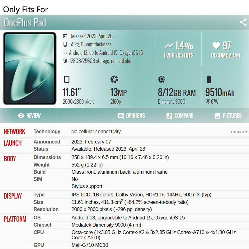 For OnePlus Pad Case 11.61 inc - Tablet Cover Accessories review and price